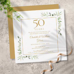 Convites Aniversário de 50 anos de casamento Watercolour Gr