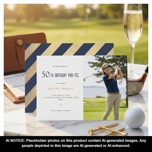 Convites Aniversário de 50 anos de Golfe Par-Tee Elegante A (Criador carregado)