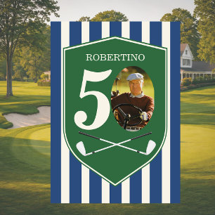 Convites Aniversário de 50 anos de Golfe Préppy Vintage em 