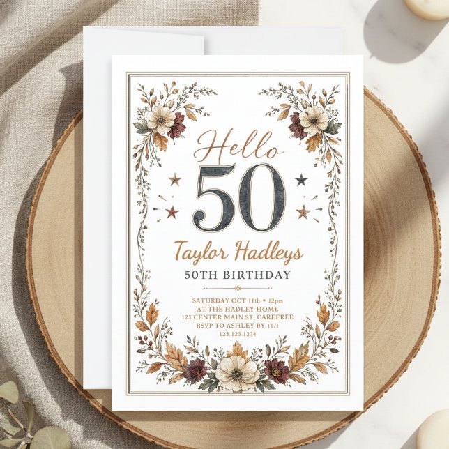 Convites Aniversário de 50 anos de Outono (Criador carregado)