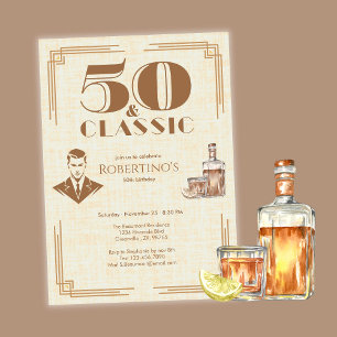 Convites Aniversário de 50 anos de Whiskey Elegante para Ho