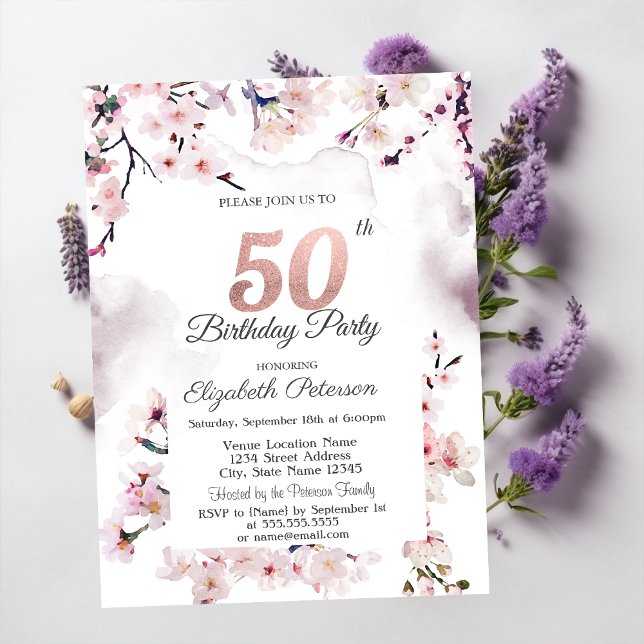 Convites Aniversário de 50 anos do Cherry Blossom (Criador carregado)