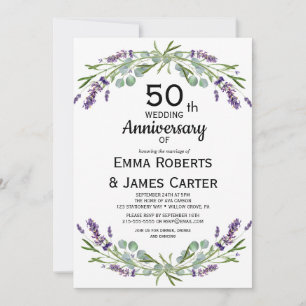 Convites Aniversário de 50 anos do Lavender Greenery