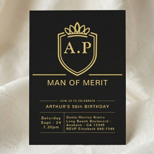 Convites Aniversário de 50 anos do marido, festa preto e do