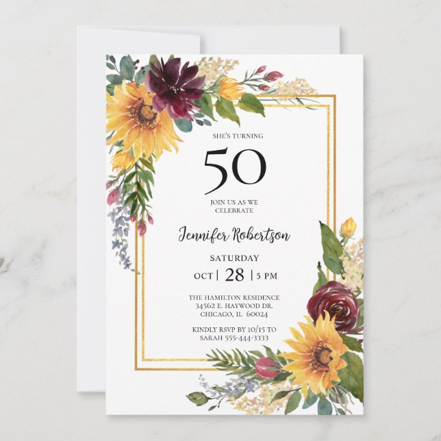 Convites Aniversário de 50 anos dos Girassóis (Frente)