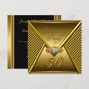 Convites Aniversário de 50 anos dourado elegante