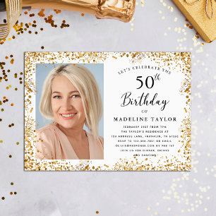 Convites Aniversário de 50 anos Elegant Gold