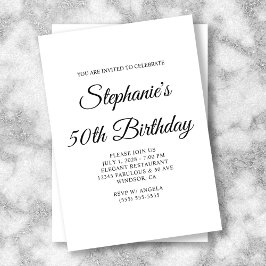 Convites Aniversário de 50 anos Elegant Script