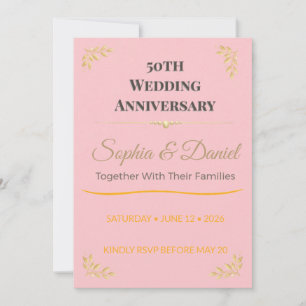Convites Aniversário de 50 anos Elegante Personalizado