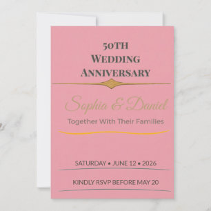 Convites Aniversário de 50 anos Elegante Personalizado