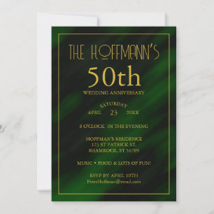 Convites Aniversário de 50 anos   Elegante Verde Esmeralda 
