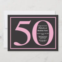 Aniversário de 50 anos em quadro negro rosa e pret