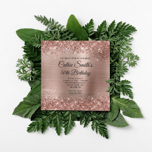 Convites Aniversário de 50 anos em Rose Gold Glitter Foil