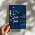 Convites Aniversário de 50 anos em Script Fifty<br><div class="desc">Celebre seu aniversário de 50 anos com estilo com nosso 'Convite de Aniversário de 50 anos em Script Elegante'. Este convite exala sofisticação com sua tipografia em script elegante, mostrando a palavra 'cinquenta' subindo ao lado. Além disso, nosso modelo fácil de personalizar permite que você adicione os detalhes do seu...</div>