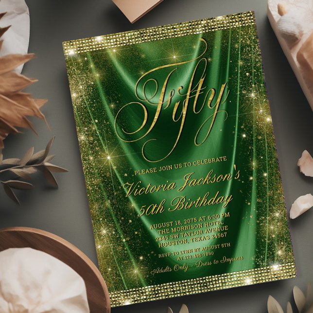 Convites Aniversário de 50 anos esmeralda verde dourado par (Need a different number? Simple send us a message)
