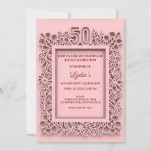 Aniversário de 50 anos Estilo Floral Elegante em P