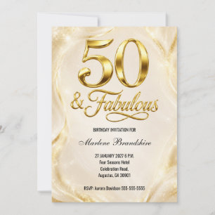 Convites Aniversário de 50 anos Fabuloso e Dourado