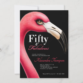 Convites Aniversário de 50 anos Fabuloso Flamingo Rosa