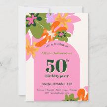 aniversário de 50 anos floral colorido elegante fe