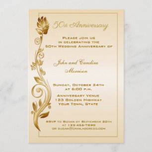 Convites Aniversário de 50 anos Floral Rolada