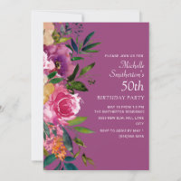 Aniversário de 50 anos Floral Rosa Roxo Amarelo