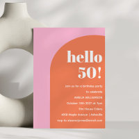 Aniversário de 50 anos Geométrico Ousado Rosa Lara