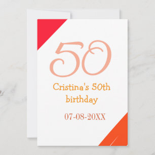 Convites Aniversário de 50 anos laranja vermelho adicionar 