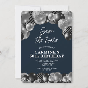 Convites Aniversário de 50 anos masculino Azul Marinho