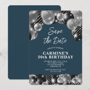 Convites Aniversário de 50 anos masculino em Azul Jeans