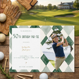 Convites Aniversário de 50 anos Par-Tee Aquarela Argyle Ver