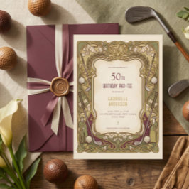 Convites Aniversário de 50 anos Par-Tee Art Nouveau Burgund