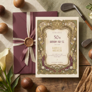 Convites Aniversário de 50 anos Par-Tee Art Nouveau Elegant