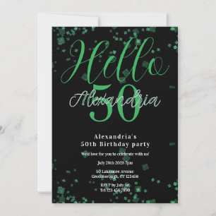 Convites Aniversário de 50 anos Personalizado Elegante Pret