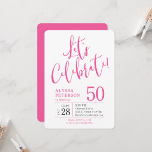 Convites Aniversário de 50 anos Rosa Vamos Celebrar