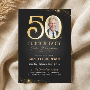 Convites Aniversário de 50 anos surpresa em foto elegante d