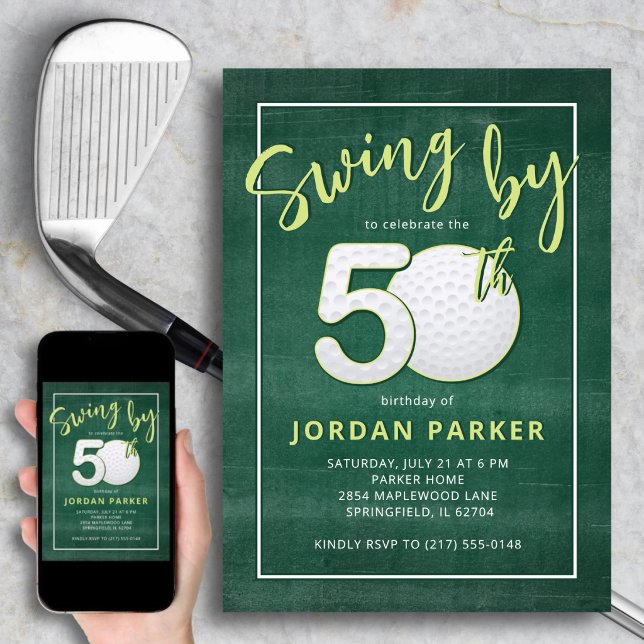 Convites Aniversário de 50 anos Tema de Golfe Balanço da St (Criador carregado)