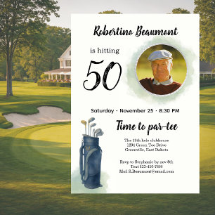 Convites Aniversário de 50 anos tema de golfe elegante para