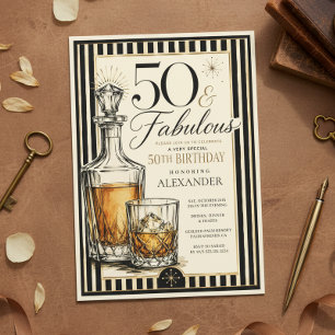Convites Aniversário de 50 anos Temático de Uísque para Ele