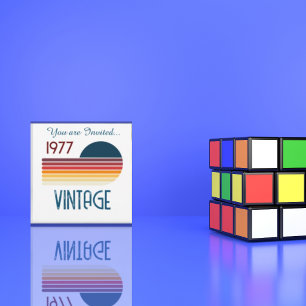 Convites Aniversário de 50 anos Vintage 1977 Retro Faixa So