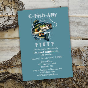 Convites Aniversário de 50 anos Vintage Big Fish The Bait O