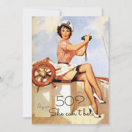 Convites Aniversário de 50 anos, Vintage, Garota sensual de