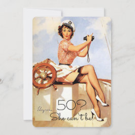 Convites Aniversário de 50 anos, Vintage, Garota sensual de