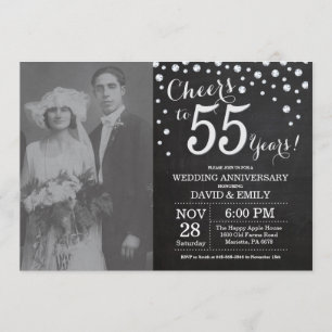 Convites Aniversário de 55 anos de Casamento Quadro Negro P