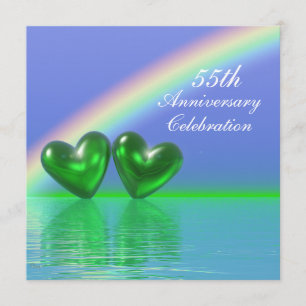 Convites Aniversário de 55 anos Emerald Hearts