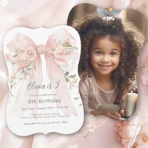 Convites Aniversário de 5 anos da Menina Fofa Arco Floral R