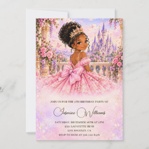 Convites Aniversário de 5 anos da Princesa Rosa Afro-Americ