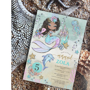 Convites Aniversário de 5 anos da Sereia Editável Sob o Mar
