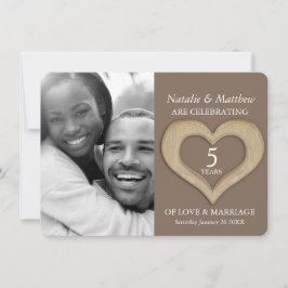 Convites Aniversário de 5 anos de casamento em madeira com 