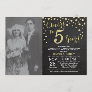 Convites Aniversário de 5 Anos de Casamento Quadro Negro Gi
