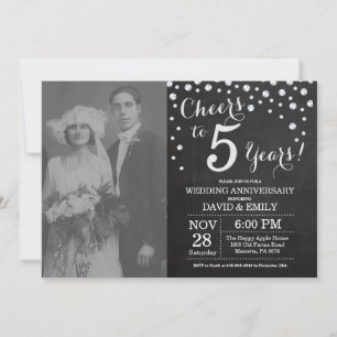 Convites Aniversário de 5 anos de Casamento Quadro Negro Pr